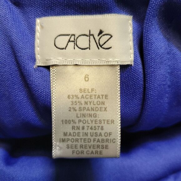 Cache Y2K Elegant Blue Satin Bodycon Halter Dress - Picture 9 of 14